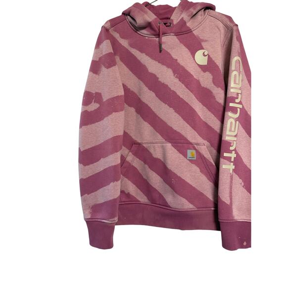 Carhartt Hoodie One of a Kind Bleach Striped Custom Woodrose Women's 8-10 Medium - Picture 4 of 16
